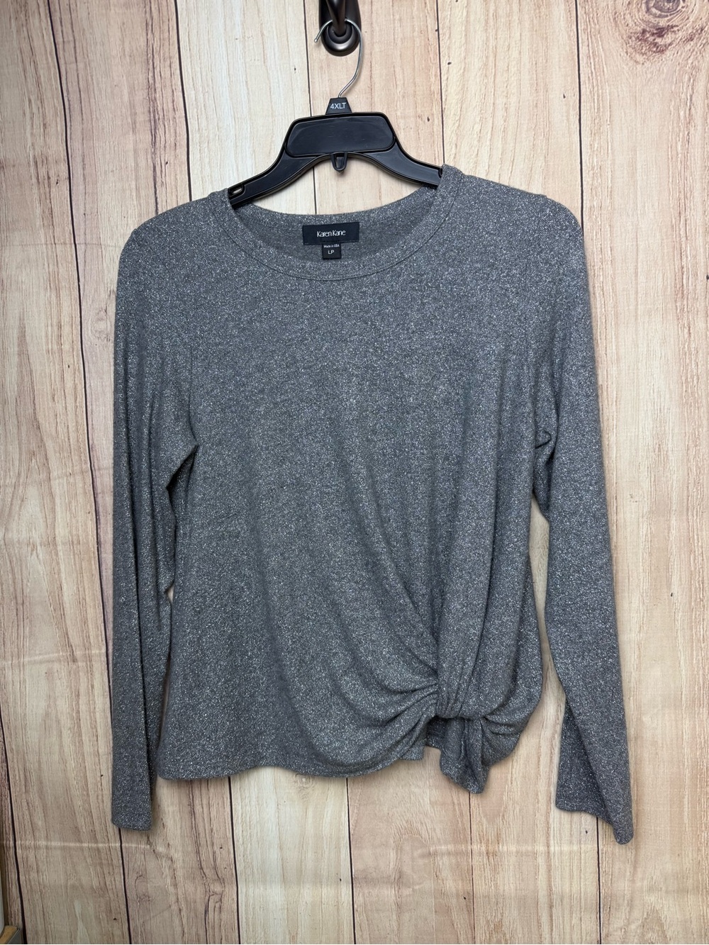 Karen Kane Heather Gray Long Sleeve Knot Front Top